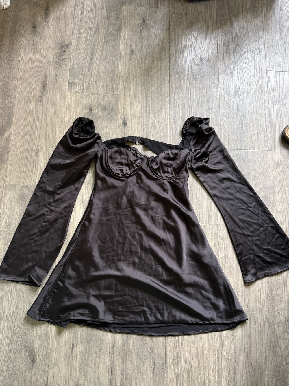 Princess Polly Black Satin Mini Dress with Sweetheart Bust - Picture 1 of 4